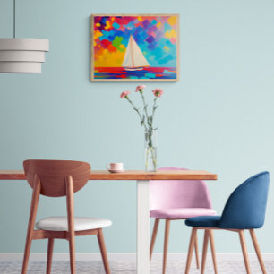 boat at sea paint canvas print