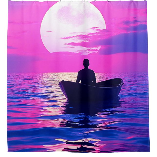 Boat at Sunset Shower Curtain (Front)