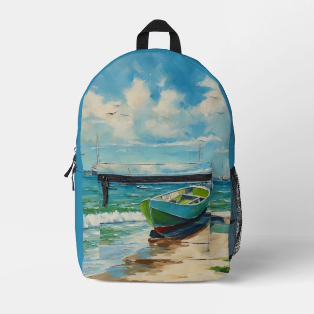 Boat Beach Blue Sea Backpack (Front)