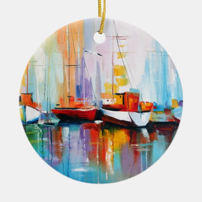 Boat berth ceramic tree decoration (Front)