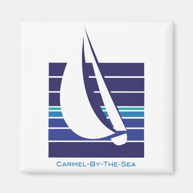 Boat Blues Square_Carmel-by-the-sea magnet (Front)