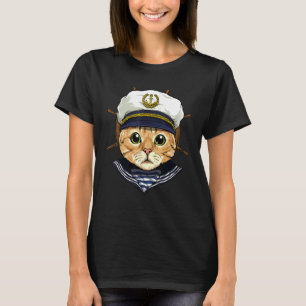 Boat Captain Cat Sailing Boat Lover Owners Sailor T-Shirt