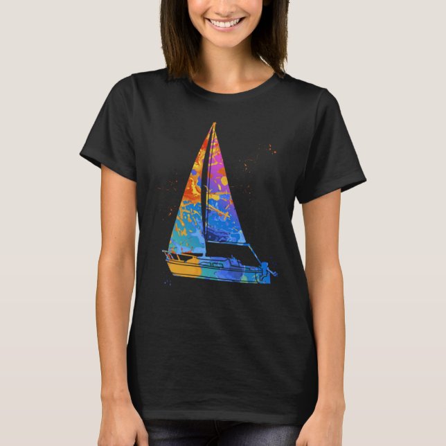 Boat Captain Graphic Sail Boat Motor Boat Captain T-Shirt (Front)