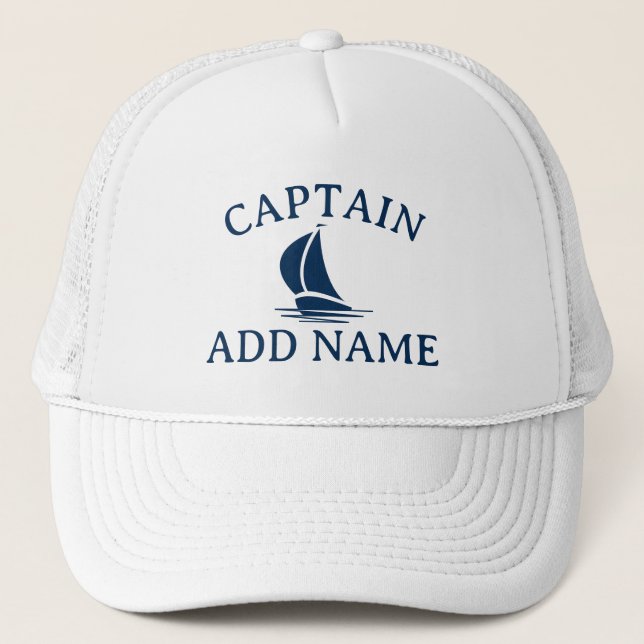 Boat captain hat with nautical sailboat logo (Front)