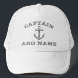 Boat captain hats with nautical anchor and name<br><div class="desc">Boat captain hats with nautical anchor and name</div>
