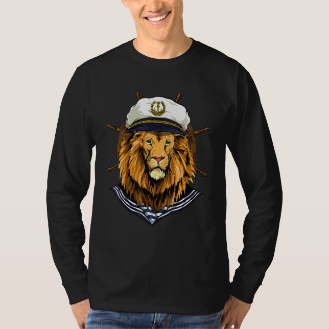 Boat Captain Lion Boat  Boat Owners Sailor Lion T-Shirt (Front)