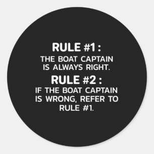 Boat Captain Rules Funny Boating  Classic Round Sticker