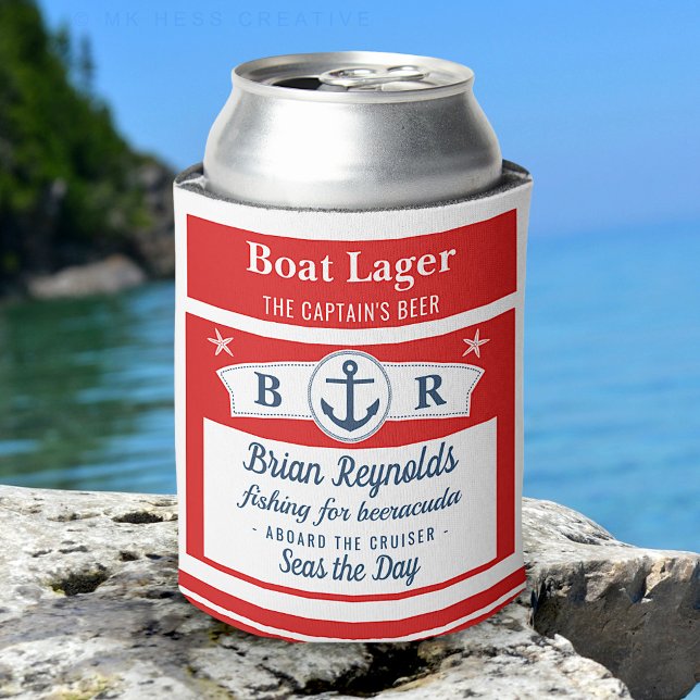 Boat Captain Ship Anchor Boat Lager Beer | Custom  Can Cooler (Creator Uploaded)