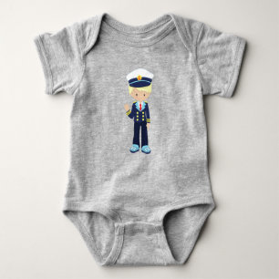 Boat Captain, Skipper, Cute Boy, Blonde Hair Baby Bodysuit
