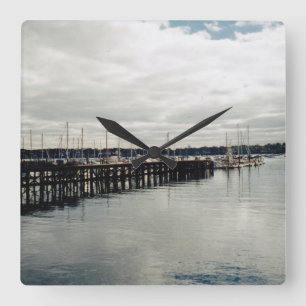 Boat Dock Square Wall Clock