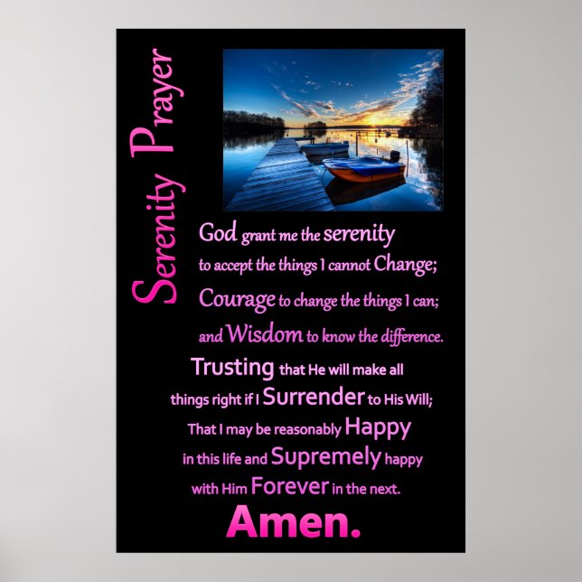 Boat Dock The Serenity Prayer Poster (Front)