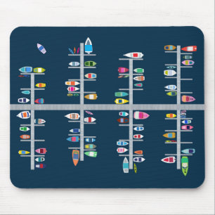 Boat Docks- Multi on Navy Mouse Pad