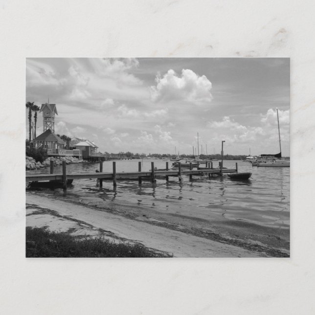 Boat Docks with Bridge Street Clock Tower Postcard (Front)