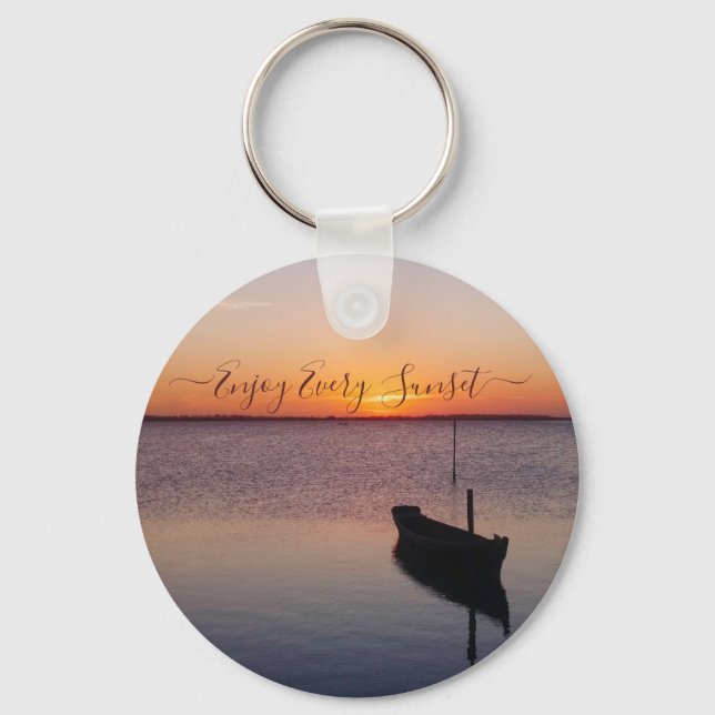 Boat during sunset keychain (Front)
