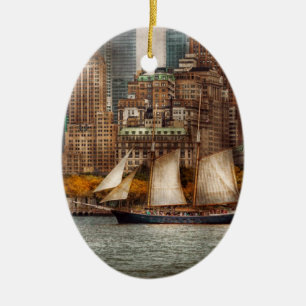 Boat - Governors Island, NY - Lower Manhattan Ceramic Tree Decoration