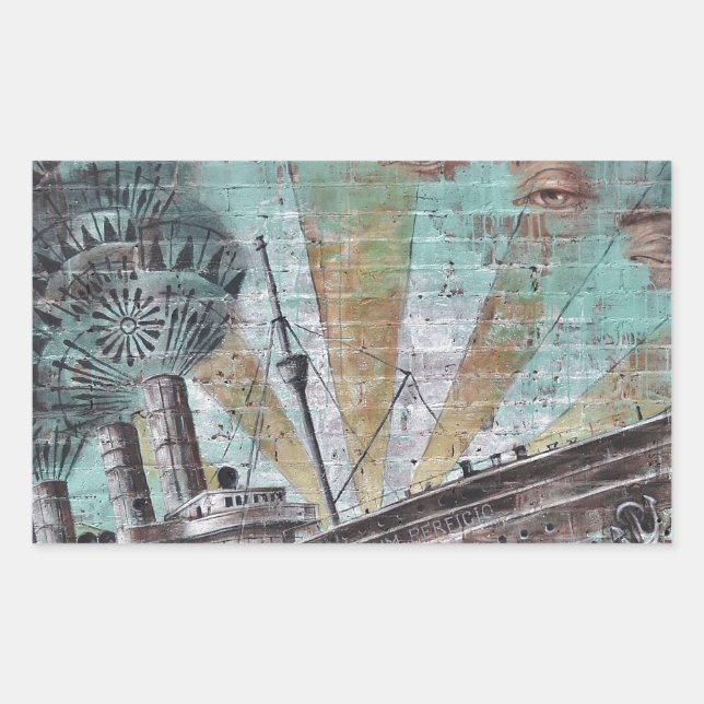 Boat Graffiti Rectangular Sticker (Front)