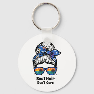 Boat Hair Don't Care Messy Bun Beach Women's Funny Key Ring