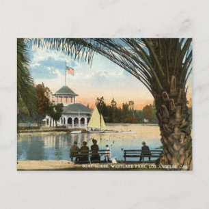 Boat House, Westlake Park Los Angeles 1914 Vintage Postcard
