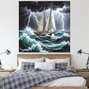 Boat in Storm_Premium Wrapped Canvas