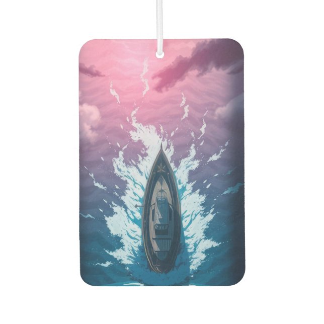 Boat in stormy waves car air freshener (Front)