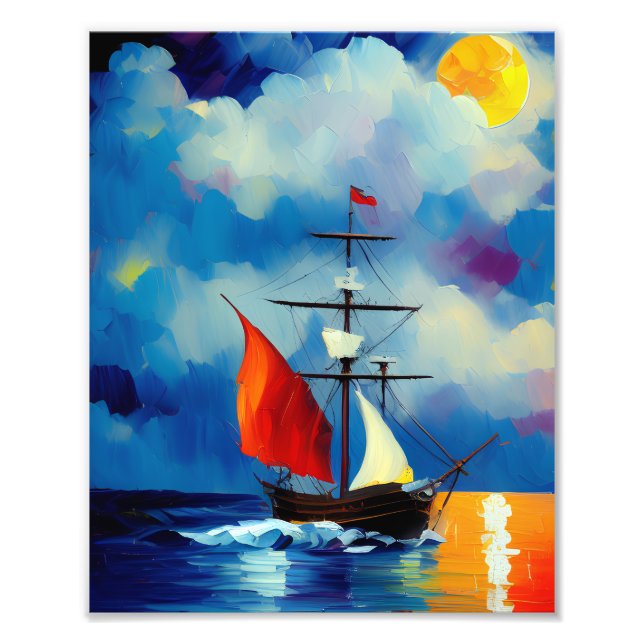 Boat in the Night Photo Print (Front)