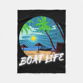 Boat Life Palm Tree Retro Beach Sunset Family Vaca Fleece Blanket
