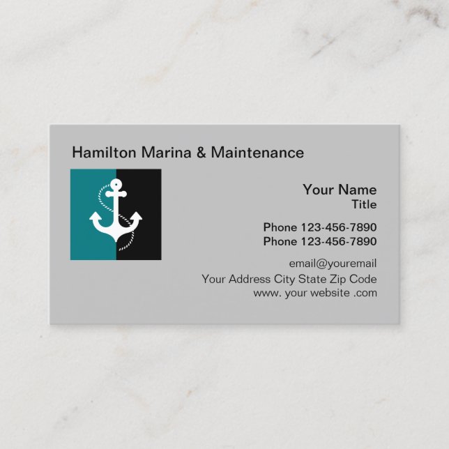Boat Marina And Boat Maintenance Business Cards (Front)