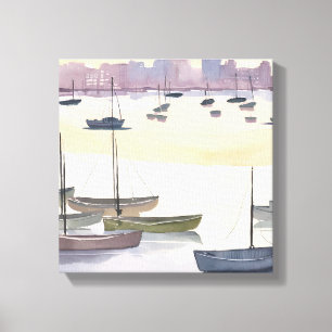 Boat Marina   Watercolor Ocean Bay Canvas Print
