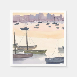 Boat Marina Watercolor Ocean Bay Napkin