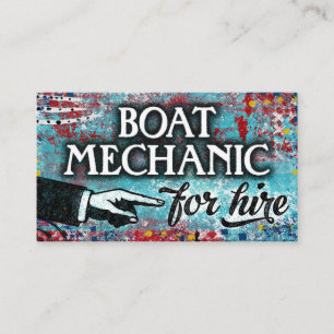 Boat Mechanic For Hire Business Cards - Blue Red
