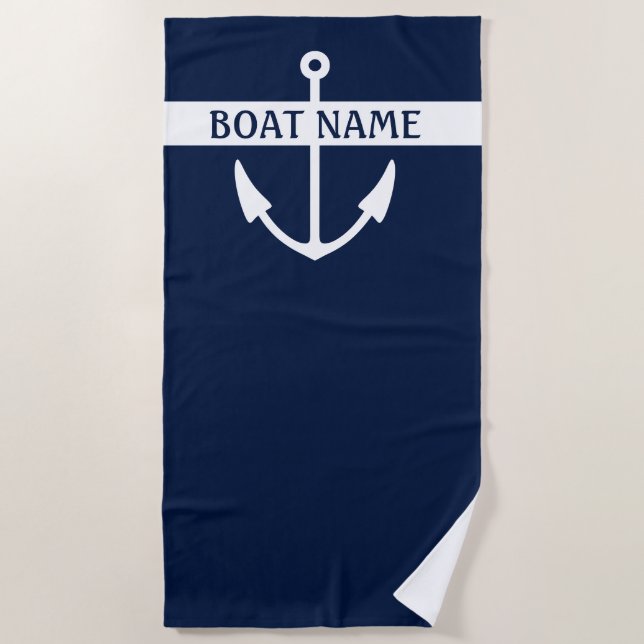 Boat Name Anchor Beach Towel (Front)
