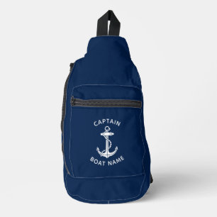 Boat Name Anchor Captain Beach Cruise Sling Bag