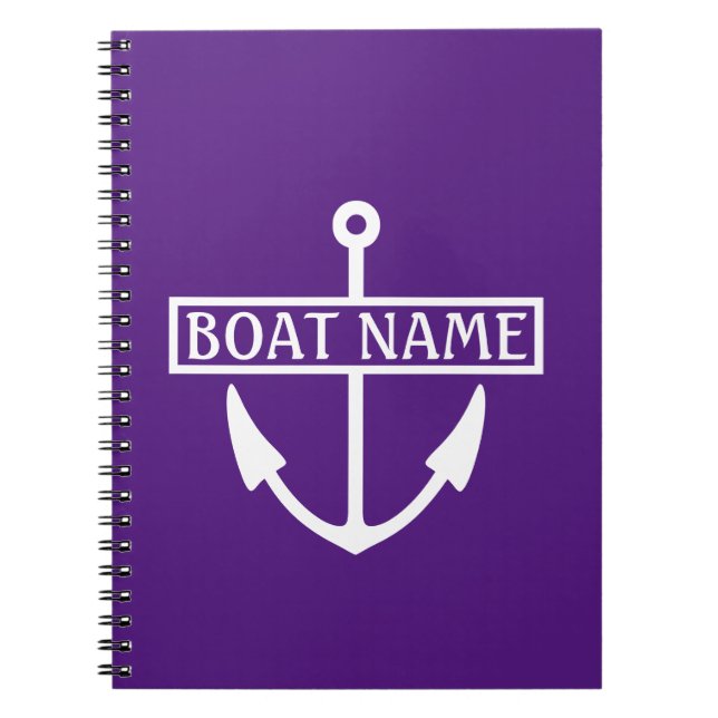 Boat Name Anchor Captain's Log Notebook (Front)