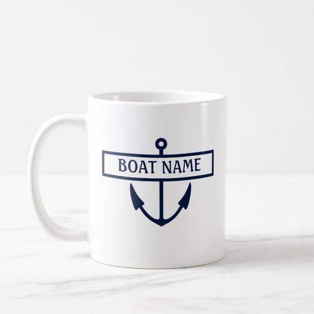 Boat Name Anchor Coffee Mug (Left)