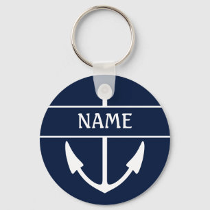 Boat Name Anchor Key Ring
