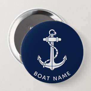 Boat Name Anchor Nautical Custom 10 Cm Round Badge