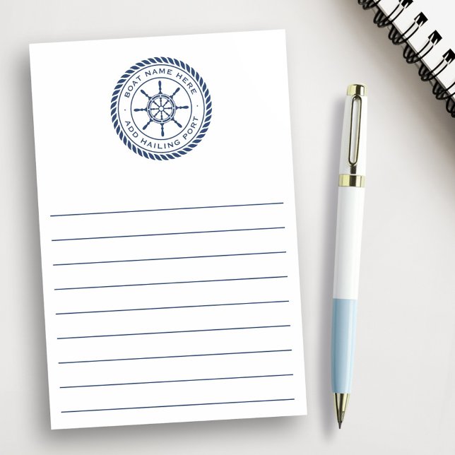 Boat name and hailing port nautical ship's wheel post-it notes (Boat name and hailing port nautical ship's wheel post-it notes)