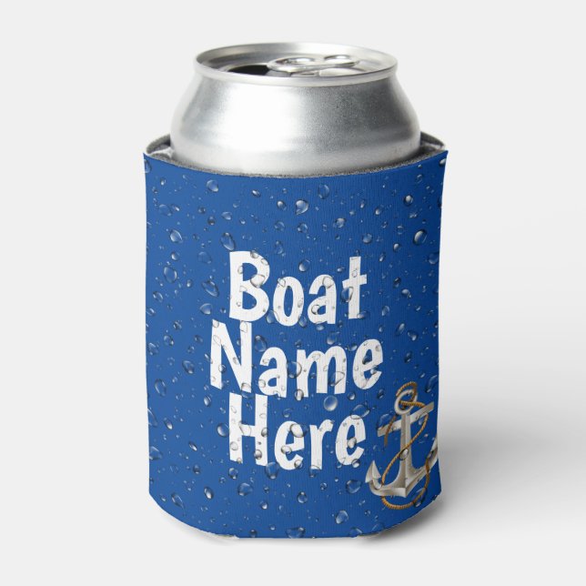 Boat Name and Water Droplet  Can Cooler (Can Front)