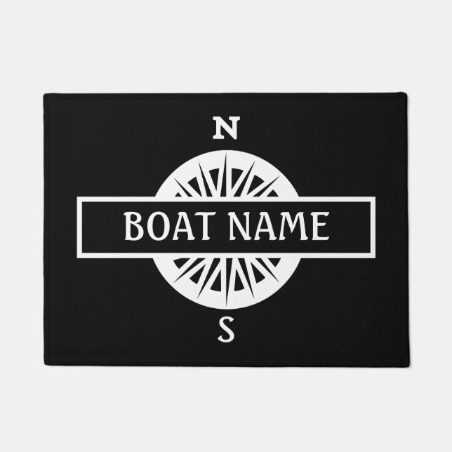 Boat Name Compass Dock Mat (Front)