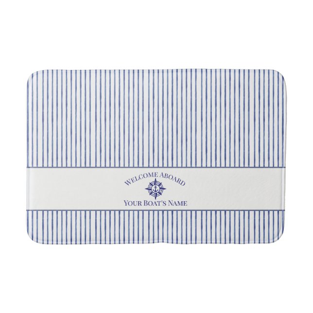 Boat Name Compass Rose Nautical Anchor Bath Mat (Front)
