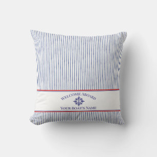 Boat Name Compass Rose Nautical Anchor Cushion