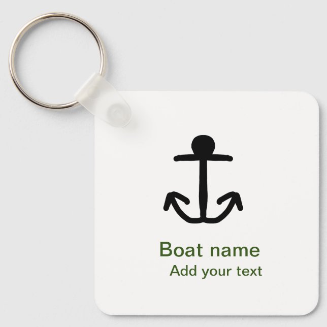 Boat name custom anchor sailing summer add text key ring (Front)
