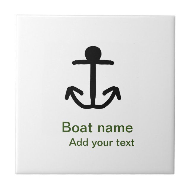 Boat name custom anchor sailing summer add text tile (Front)