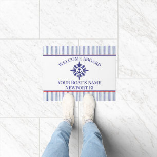 Boat Name Home Port Compass Rose Anchor Doormat