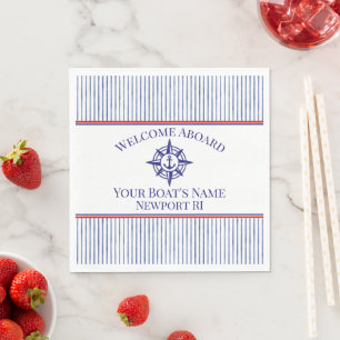 Boat Name Home Port Compass Rose Anchor Napkin
