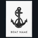 Boat Name Nautical Anchor Beach House Custom Magnet<br><div class="desc">The nautical anchor magnet design not only adds a timeless aesthetic but also complements any boating enthusiast's collection. Featuring your boat's name,  and an anchor and rope,  personalise to create a unique gear for your boat. Makes a great giveaway for everyone.</div>