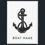 Boat Name Nautical Anchor Beach House Custom Magnet<br><div class="desc">The nautical anchor magnet design not only adds a timeless aesthetic but also complements any boating enthusiast's collection. Featuring your boat's name, and an anchor and rope, personalise to create a unique gear for your boat. Makes a great giveaway for everyone.</div>