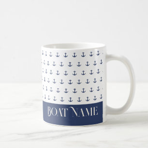 Boat Name Nautical Anchor Coastal Blue Coffee Mug