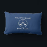 Boat Name Nautical Anchor & Crossed Oars Navy Blue Lumbar Cushion<br><div class="desc">Boat Name Nautical Anchor & Crossed Oars Navy Blue Lumbar Pillow Cushion.</div>