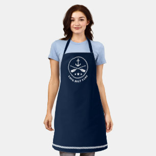 Boat Name Nautical Anchor Crossed Oars Stars Apron